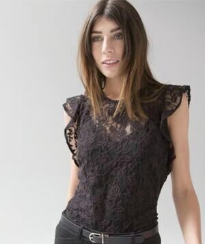 White House Black Market (WHBM) Lace flutter Sleeve Top Size 4
